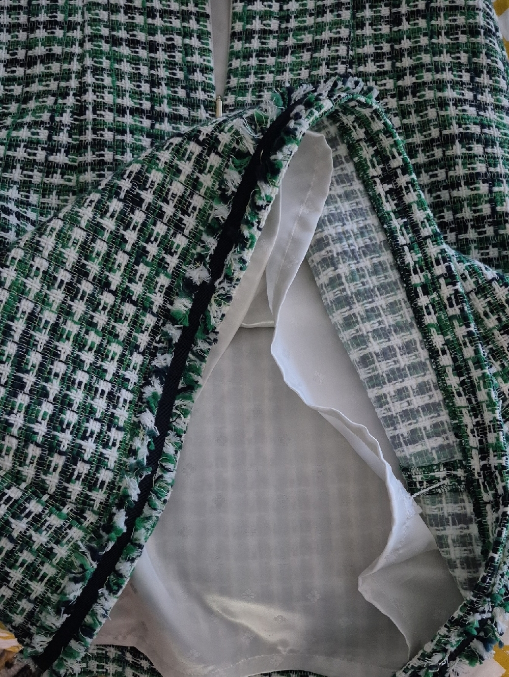 NWOT Kate Spade Green,Black, White Short Sleeve Tweed Dress Sz.6 - Picture 8 of 8